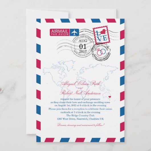 Oostelijk Australië Airmail Wedding Kaart (Voorkant)