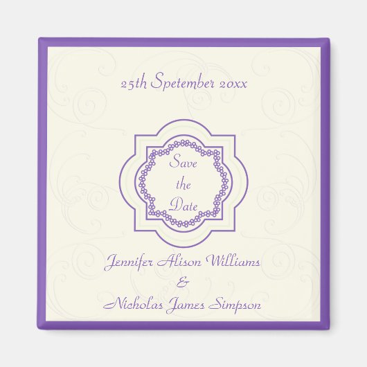 Oostelijk geïnspireerd Bewaar de datum in Paarse & Magneet (Voorkant)