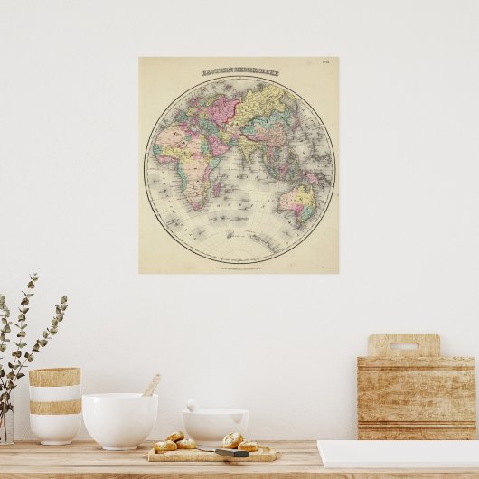 oostelijk halfrond 16 poster (Keuken)