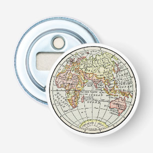 Oostelijk Halfrond Kaart Globe Reizen Kunst Button Flesopener