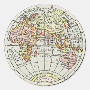 Oostelijk Halfrond Kaart Globe Reizen Kunst Ronde Sticker