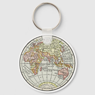 Oostelijk Halfrond Kaart Globe Reizen Kunst Sleutelhanger