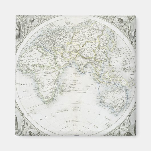 Oostelijk halfrond, van een reeks Wereldkaarten Magneet (Voorkant)