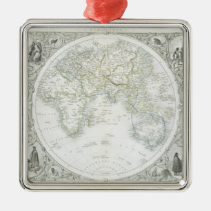 Oostelijk halfrond, van een reeks Wereldkaarten Metalen Ornament