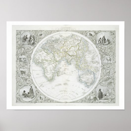 Oostelijk halfrond, van een reeks Wereldkaarten Poster (Voorkant)