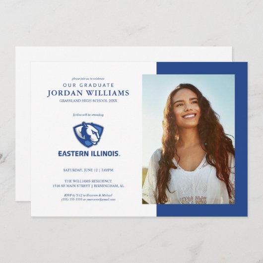 Oostelijk Illinois Panthers Head en Wordmark Logo Aankondiging (Voorkant / Achterkant)