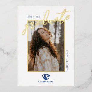 Oostelijk Illinois Panthers Head en Wordmark Logo Folie Uitnodiging