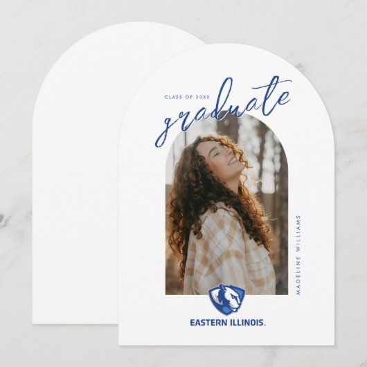 Oostelijk Illinois Panthers Head en Wordmark Logo Kaart (Voorkant / Achterkant)