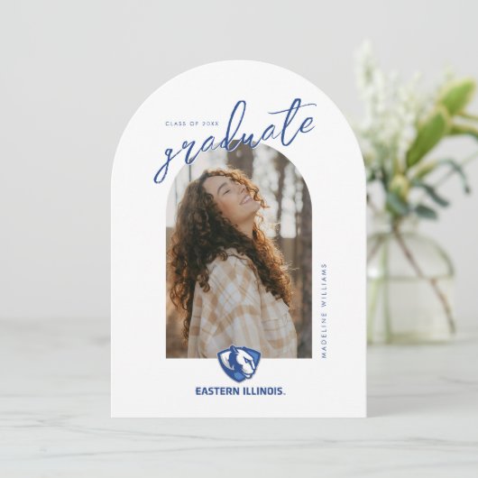 Oostelijk Illinois Panthers Head en Wordmark Logo Kaart (Staand voorkant)