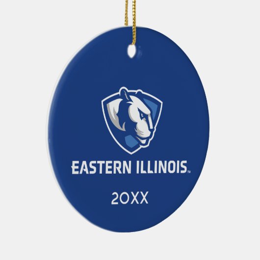 Oostelijk Illinois Panthers Head en Wordmark Logo Keramisch Ornament (Rechts)