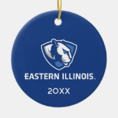 Oostelijk Illinois Panthers Head en Wordmark Logo Keramisch Ornament (Voorkant)