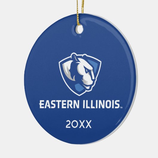 Oostelijk Illinois Panthers Head en Wordmark Logo Keramisch Ornament (Links)