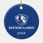Oostelijk Illinois Panthers Head en Wordmark Logo Keramisch Ornament (Achterkant)