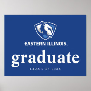 Oostelijk Illinois Panthers Head en Wordmark Logo Poster