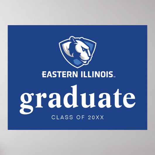 Oostelijk Illinois Panthers Head en Wordmark Logo Poster (Voorkant)