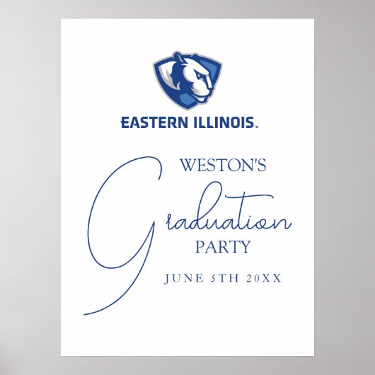 Oostelijk Illinois Panthers Head en Wordmark Logo Poster (Voorkant)