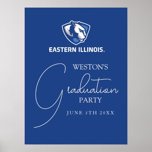 Oostelijk Illinois Panthers Head en Wordmark Logo Poster (Voorkant)