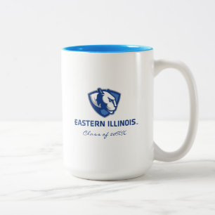 Oostelijk Illinois Panthers Head en Wordmark Logo Tweekleurige Koffiemok