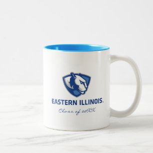 Oostelijk Illinois Panthers Head en Wordmark Logo Tweekleurige Koffiemok