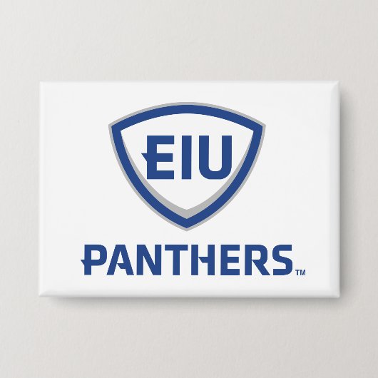 Oostelijk Illinois Panthers Shield & Wordmark Logo Button (Voorkant)