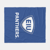 Oostelijk Illinois Panthers Shield & Wordmark Logo Fleece Deken (Voorkant (Horizontaal))
