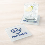 Oostelijk Illinois Panthers Shield & Wordmark Logo Glazen Onderzetter (Schuin)