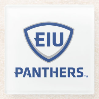 Oostelijk Illinois Panthers Shield & Wordmark Logo Glazen Onderzetter