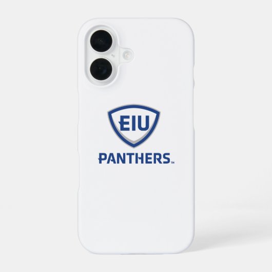 Oostelijk Illinois Panthers Shield & Wordmark Logo iPhone 16 Hoesje (Achterkant)