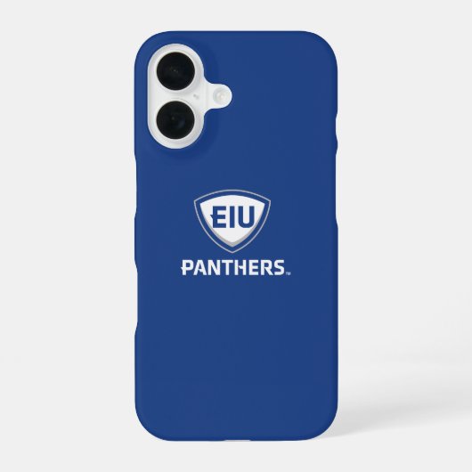 Oostelijk Illinois Panthers Shield & Wordmark Logo iPhone 16 Hoesje (Achterkant)