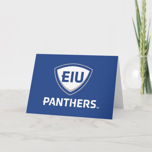 Oostelijk Illinois Panthers Shield & Wordmark Logo Kaart (Voorkant)