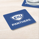 Oostelijk Illinois Panthers Shield & Wordmark Logo Kartonnen Onderzetters (Schuin)