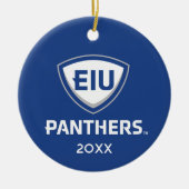 Oostelijk Illinois Panthers Shield & Wordmark Logo Keramisch Ornament (Voorkant)