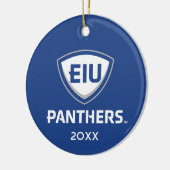 Oostelijk Illinois Panthers Shield & Wordmark Logo Keramisch Ornament (Links)