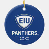 Oostelijk Illinois Panthers Shield & Wordmark Logo Keramisch Ornament (Achterkant)