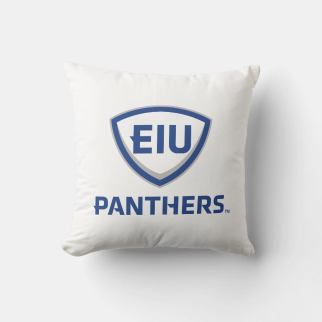 Oostelijk Illinois Panthers Shield & Wordmark Logo Kussen (Voorkant)