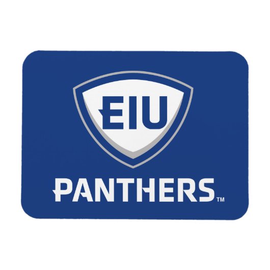 Oostelijk Illinois Panthers Shield & Wordmark Logo Magneet (Horizontaal)