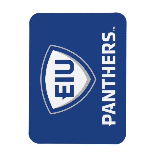 Oostelijk Illinois Panthers Shield & Wordmark Logo Magneet (Verticaal)