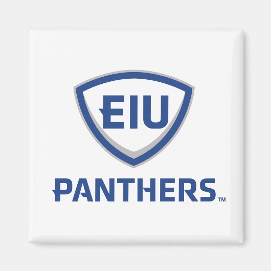 Oostelijk Illinois Panthers Shield & Wordmark Logo Magneet (Voorkant)