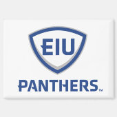 Oostelijk Illinois Panthers Shield & Wordmark Logo Magneet (Voorkant)