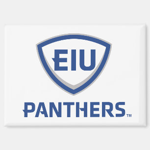 Oostelijk Illinois Panthers Shield & Wordmark Logo Magneet