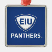 Oostelijk Illinois Panthers Shield & Wordmark Logo Metalen Ornament (Voorkant)