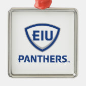 Oostelijk Illinois Panthers Shield & Wordmark Logo Metalen Ornament (Voorkant)