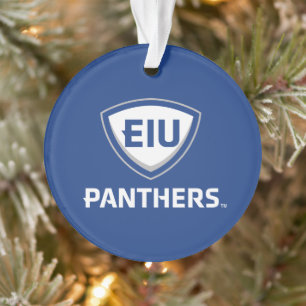 Oostelijk Illinois Panthers Shield & Wordmark Logo Ornament