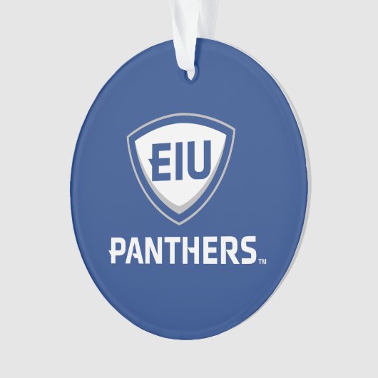 Oostelijk Illinois Panthers Shield & Wordmark Logo Ornament (voorkant)
