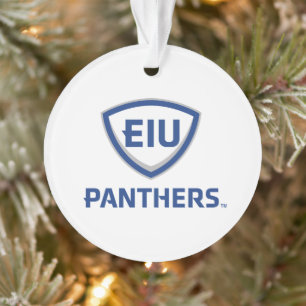 Oostelijk Illinois Panthers Shield & Wordmark Logo Ornament