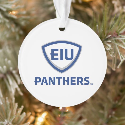 Oostelijk Illinois Panthers Shield & Wordmark Logo Ornament (Boom)