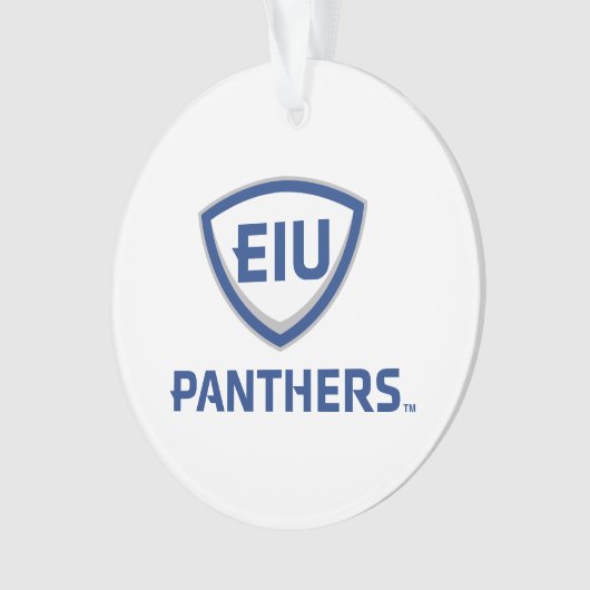 Oostelijk Illinois Panthers Shield & Wordmark Logo Ornament (voorkant)