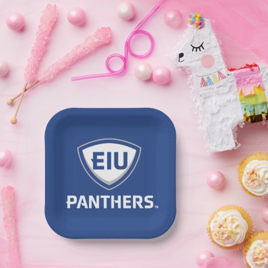 Oostelijk Illinois Panthers Shield & Wordmark Logo Papieren Bordje (Feest)