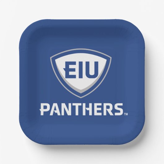 Oostelijk Illinois Panthers Shield & Wordmark Logo Papieren Bordje (Voorkant)