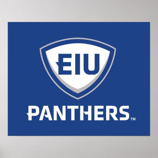 Oostelijk Illinois Panthers Shield & Wordmark Logo Poster (Voorkant)